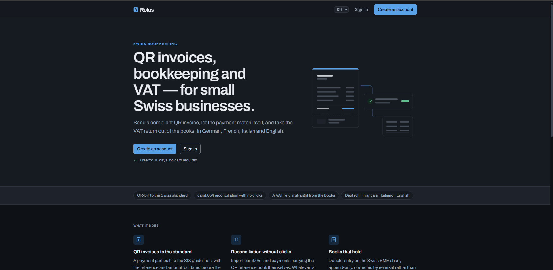 Rolus: Swiss Invoicing, QR-Bills & Double-Entry Accounting Engine screenshot 5